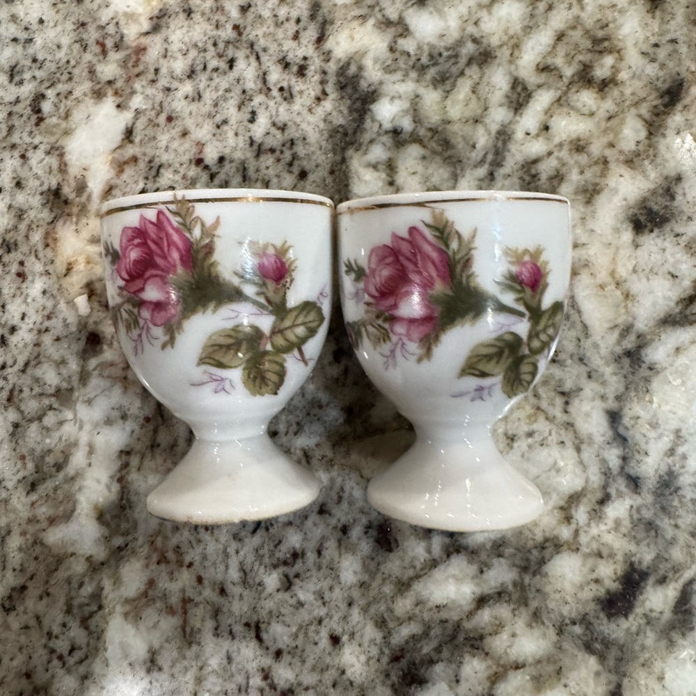 Vintage Floral Egg Cups - Set of 2